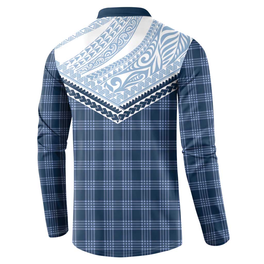 Aloha Hawaii Cowboys Paniolo Button Sweatshirt Navy Blue Palaka - Polynesian Pride