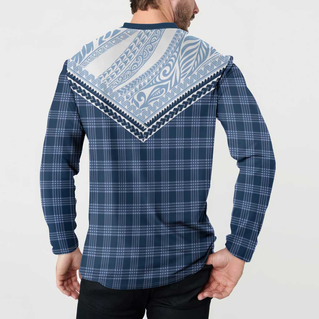 Aloha Hawaii Cowboys Paniolo Button Sweatshirt Navy Blue Palaka - Polynesian Pride