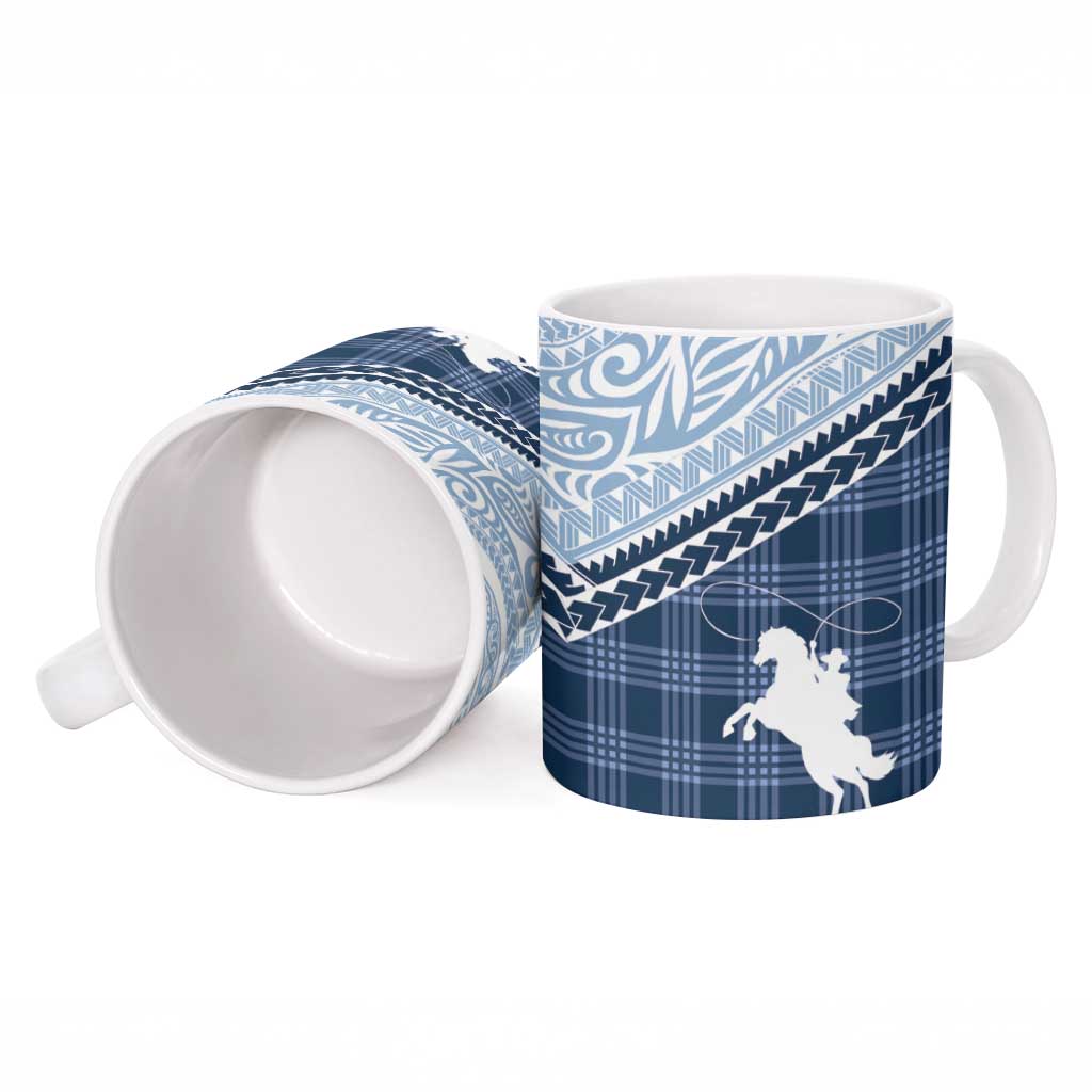 Aloha Hawaii Cowboys Paniolo Ceramic Mug Navy Blue Palaka LT7 - Polynesian Pride