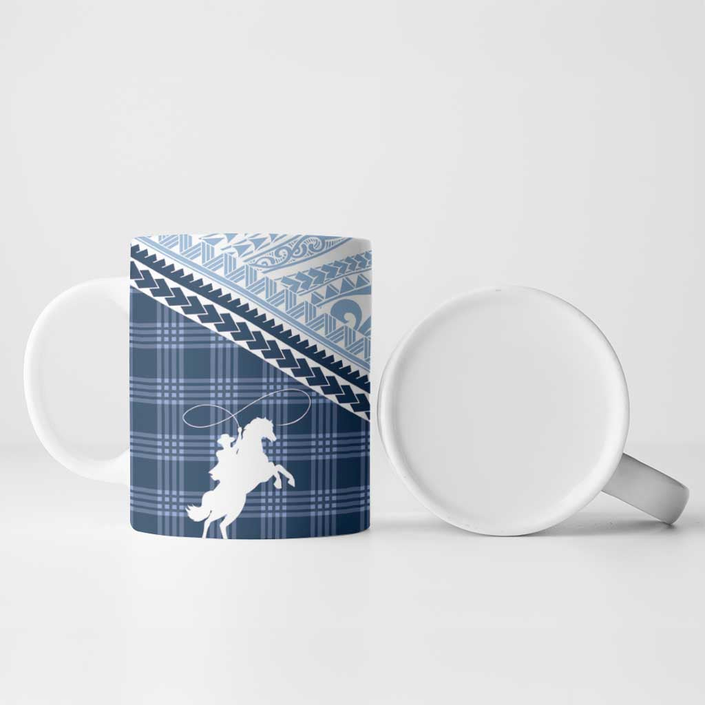 Aloha Hawaii Cowboys Paniolo Ceramic Mug Navy Blue Palaka LT7 - Polynesian Pride