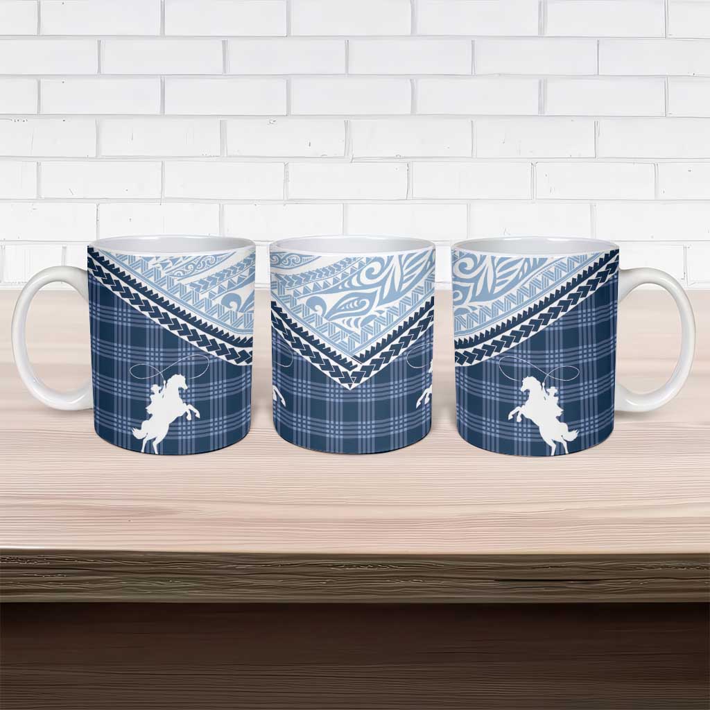 Aloha Hawaii Cowboys Paniolo Ceramic Mug Navy Blue Palaka LT7 - Polynesian Pride