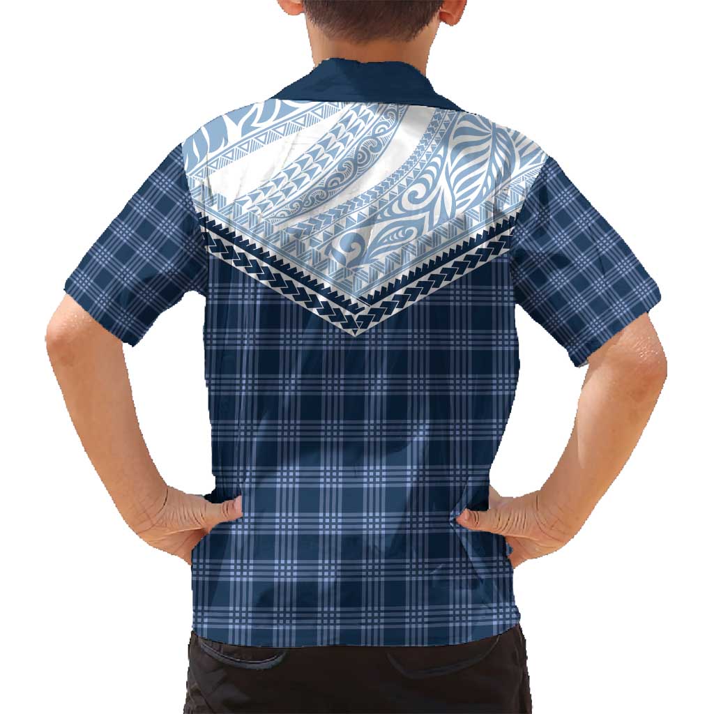 Aloha Hawaii Cowboys Paniolo Family Matching Long Sleeve Bodycon Dress and Hawaiian Shirt Navy Blue Palaka - Polynesian Pride