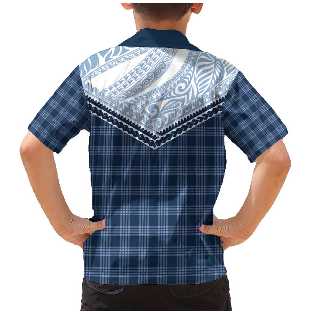 Aloha Hawaii Cowboys Paniolo Family Matching Mermaid Dress and Hawaiian Shirt Navy Blue Palaka - Polynesian Pride