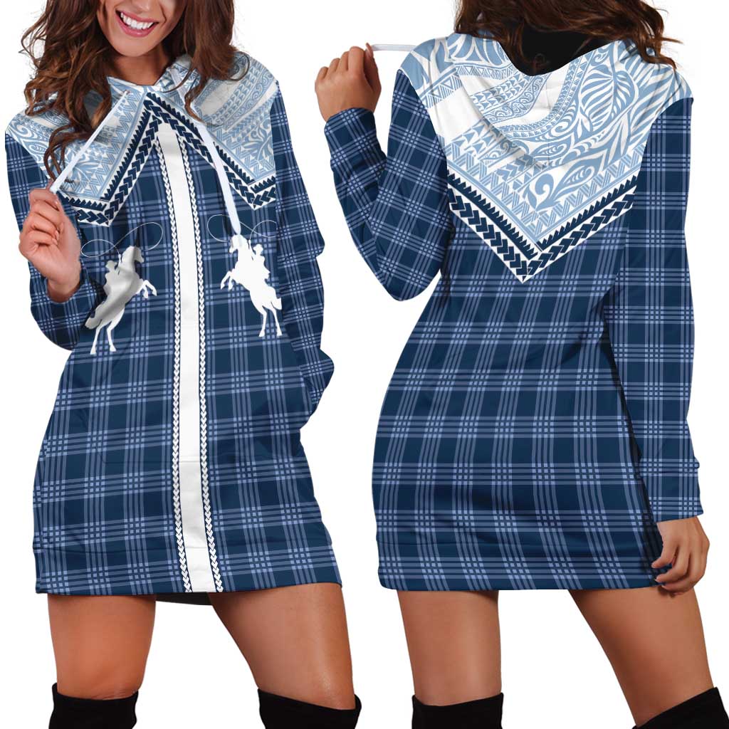 Aloha Hawaii Cowboys Paniolo Hoodie Dress Navy Blue Palaka - Polynesian Pride