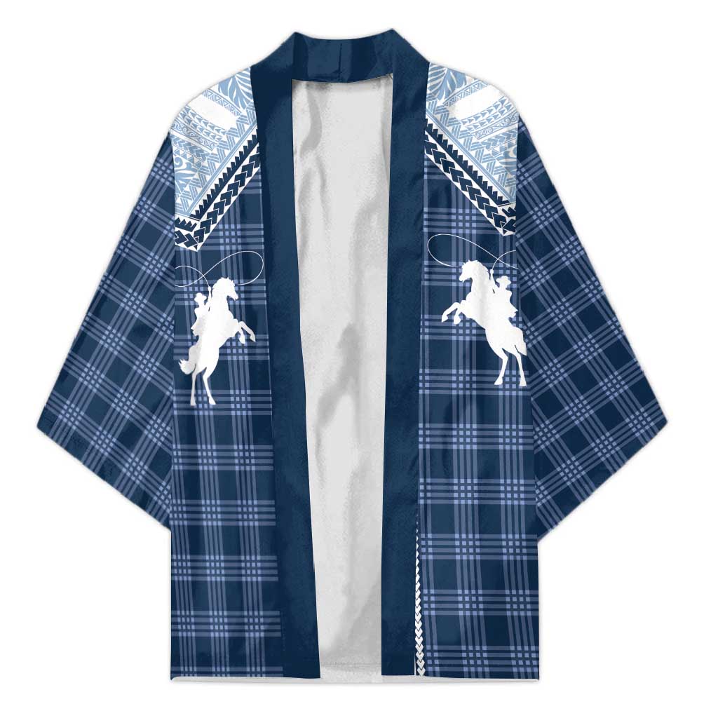 Aloha Hawaii Cowboys Paniolo Kimono Navy Blue Palaka - Polynesian Pride