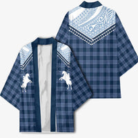 Aloha Hawaii Cowboys Paniolo Kimono Navy Blue Palaka - Polynesian Pride