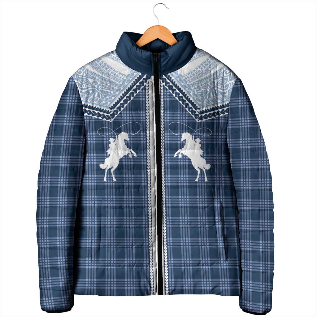 Aloha Hawaii Cowboys Paniolo Padded Jacket Navy Blue Palaka - Polynesian Pride