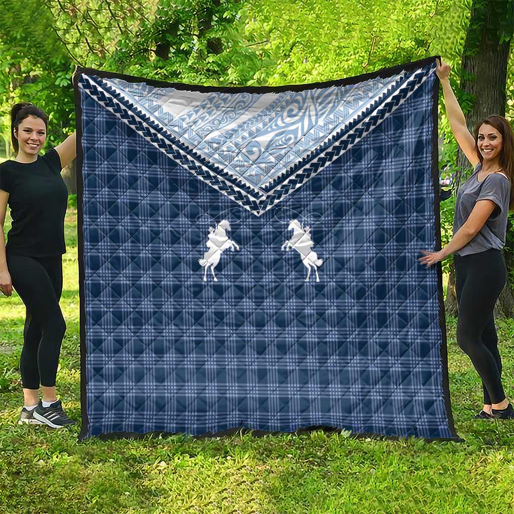 Aloha Hawaii Cowboys Paniolo Quilt Navy Blue Palaka - Polynesian Pride