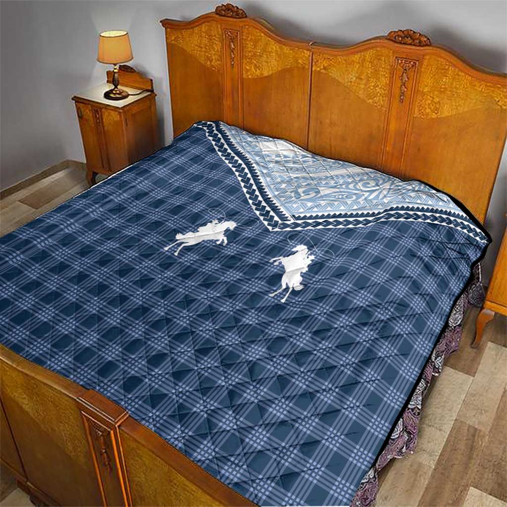 Aloha Hawaii Cowboys Paniolo Quilt Navy Blue Palaka - Polynesian Pride