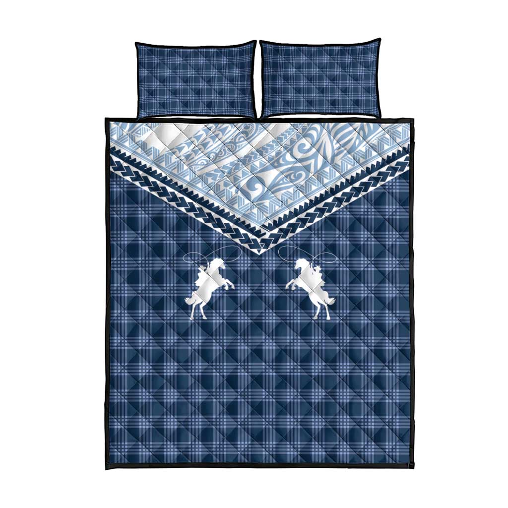 Aloha Hawaii Cowboys Paniolo Quilt Bed Set Navy Blue Palaka - Polynesian Pride
