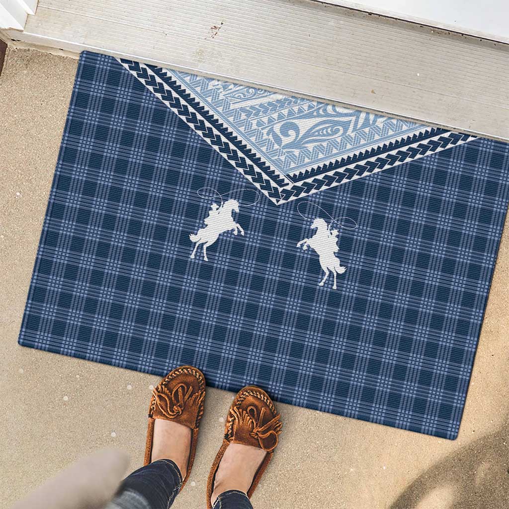 Aloha Hawaii Cowboys Paniolo Rubber Doormat Navy Blue Palaka - Polynesian Pride