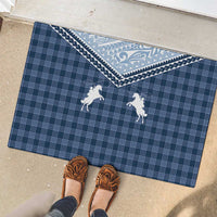 Aloha Hawaii Cowboys Paniolo Rubber Doormat Navy Blue Palaka - Polynesian Pride