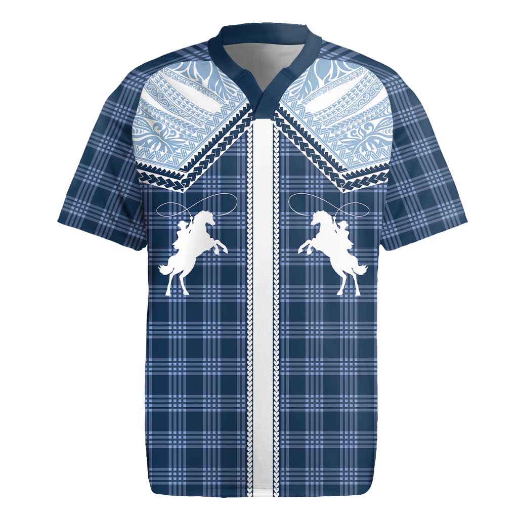 Aloha Hawaii Cowboys Paniolo Rugby Jersey Navy Blue Palaka - Polynesian Pride
