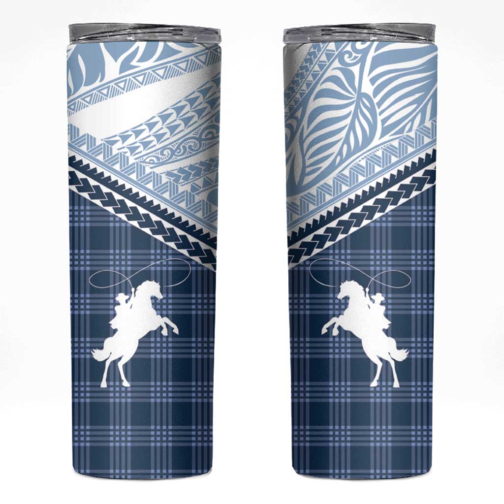 Aloha Hawaii Cowboys Paniolo Skinny Tumbler Navy Blue Palaka - Polynesian Pride