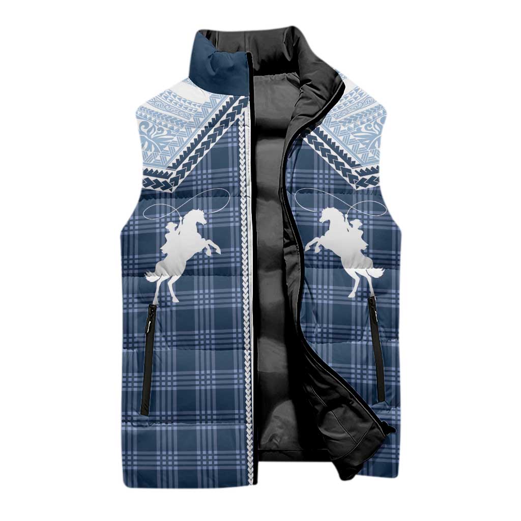 Aloha Hawaii Cowboys Paniolo Sleeveless Puffer Jacket Navy Blue Palaka - Polynesian Pride