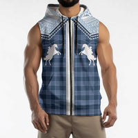 Aloha Hawaii Cowboys Paniolo Sleeveless Zip Hoodie Navy Blue Palaka LT7 - Polynesian Pride