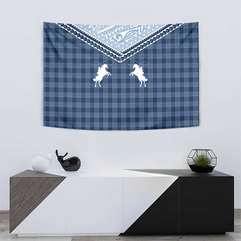 Aloha Hawaii Cowboys Paniolo Tapestry Navy Blue Palaka LT7 - Polynesian Pride