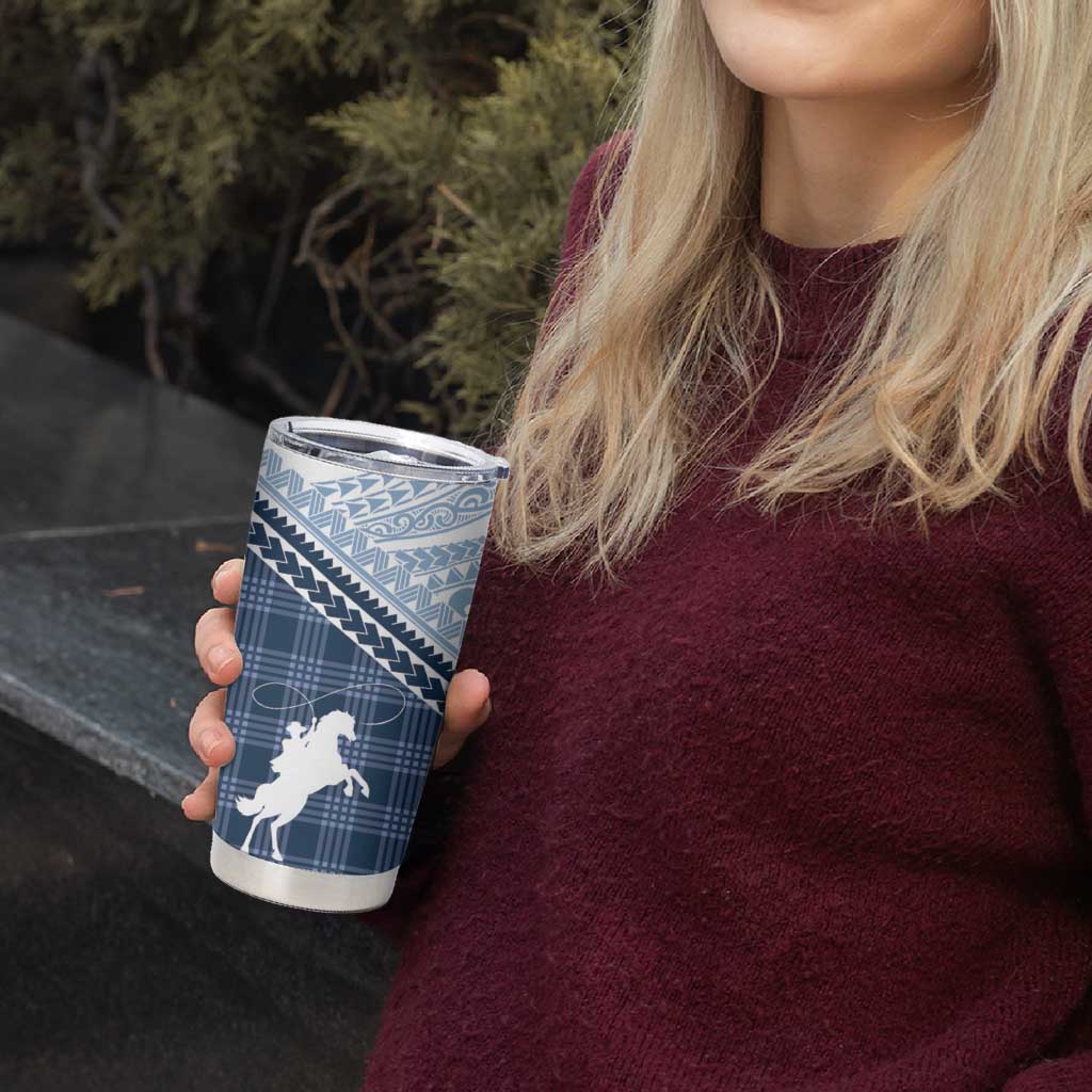 Aloha Hawaii Cowboys Paniolo Tumbler Cup Navy Blue Palaka - Polynesian Pride