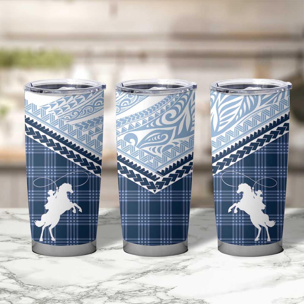 Aloha Hawaii Cowboys Paniolo Tumbler Cup Navy Blue Palaka - Polynesian Pride