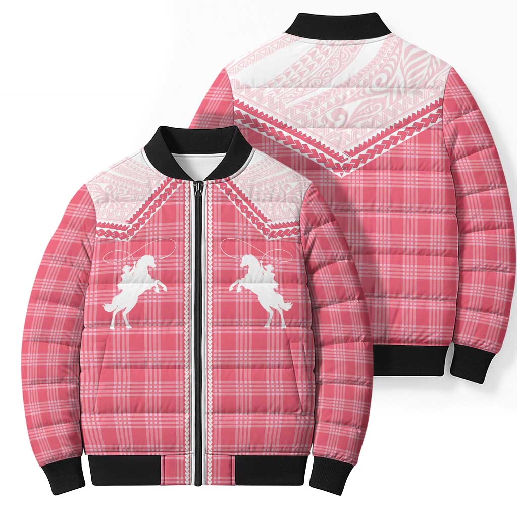 Aloha Hawaii Cowboys Paniolo Bomber Puffer Jacket Rose Palaka - Polynesian Pride
