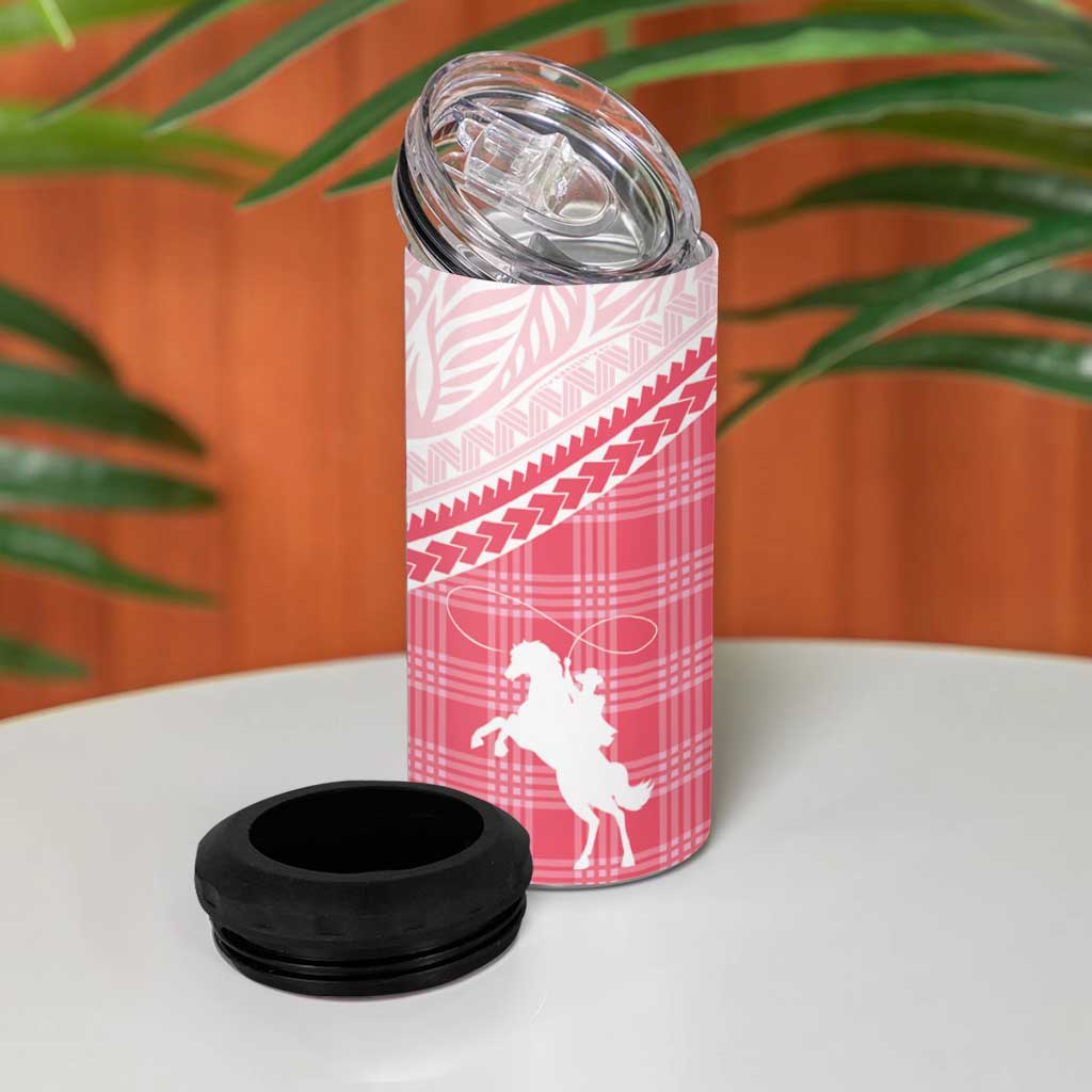Aloha Hawaii Cowboys Paniolo 4 in 1 Can Cooler Tumbler Rose Palaka - Polynesian Pride