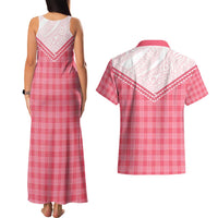 Aloha Hawaii Cowboys Paniolo Couples Matching Tank Maxi Dress and Hawaiian Shirt Rose Palaka - Polynesian Pride