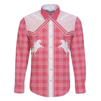 Aloha Hawaii Cowboys Paniolo Family Matching Off The Shoulder Long Sleeve Dress and Hawaiian Shirt Rose Palaka - Polynesian Pride