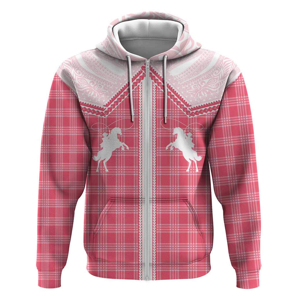 Aloha Hawaii Cowboys Paniolo Hoodie Rose Palaka LT7 Zip Hoodie Pink - Polynesian Pride