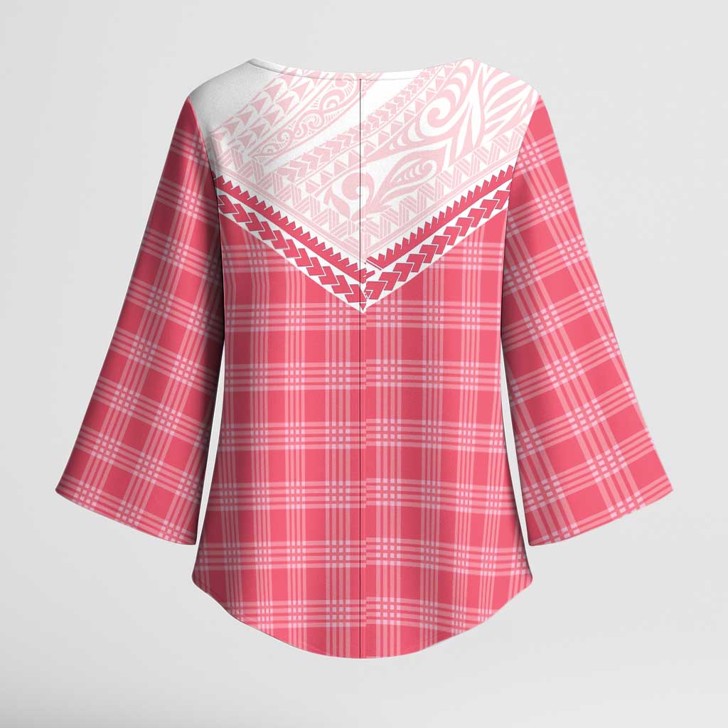 Aloha Hawaii Cowboys Paniolo Kimono Sleeve Blouse Rose Palaka - Polynesian Pride