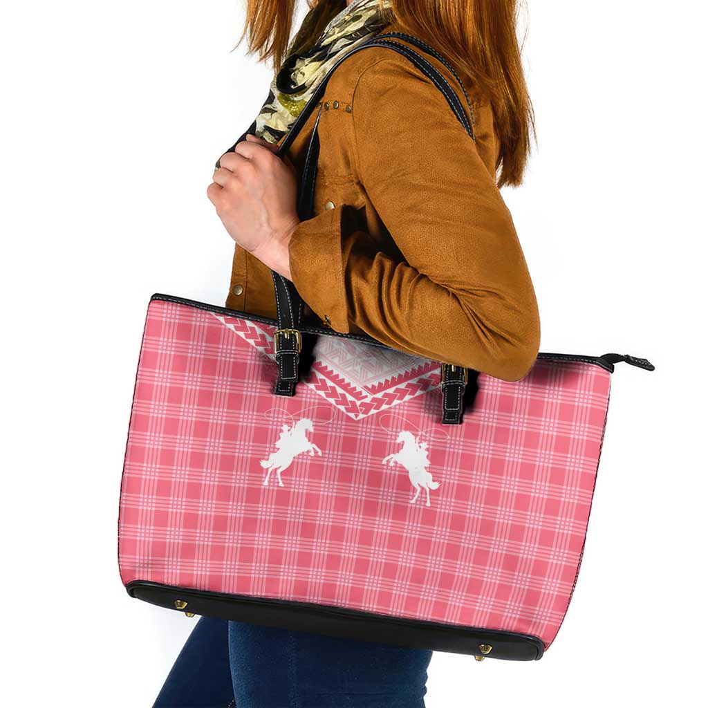 Aloha Hawaii Cowboys Paniolo Leather Tote Bag Rose Palaka - Polynesian Pride