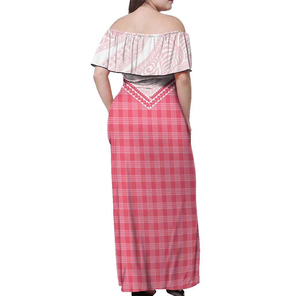 Aloha Hawaii Cowboys Paniolo Off Shoulder Maxi Dress Rose Palaka - Polynesian Pride