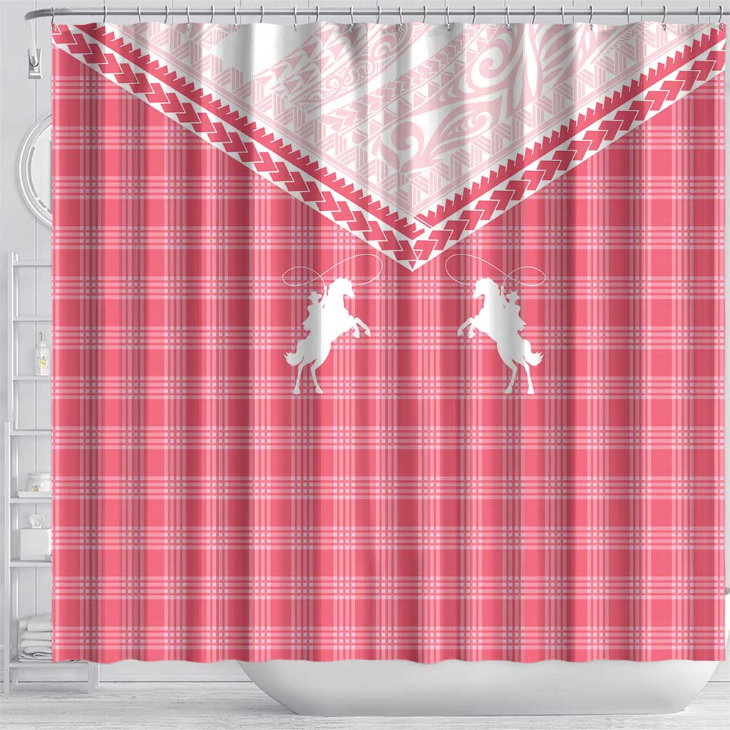 Aloha Hawaii Cowboys Paniolo Shower Curtain Rose Palaka - Polynesian Pride