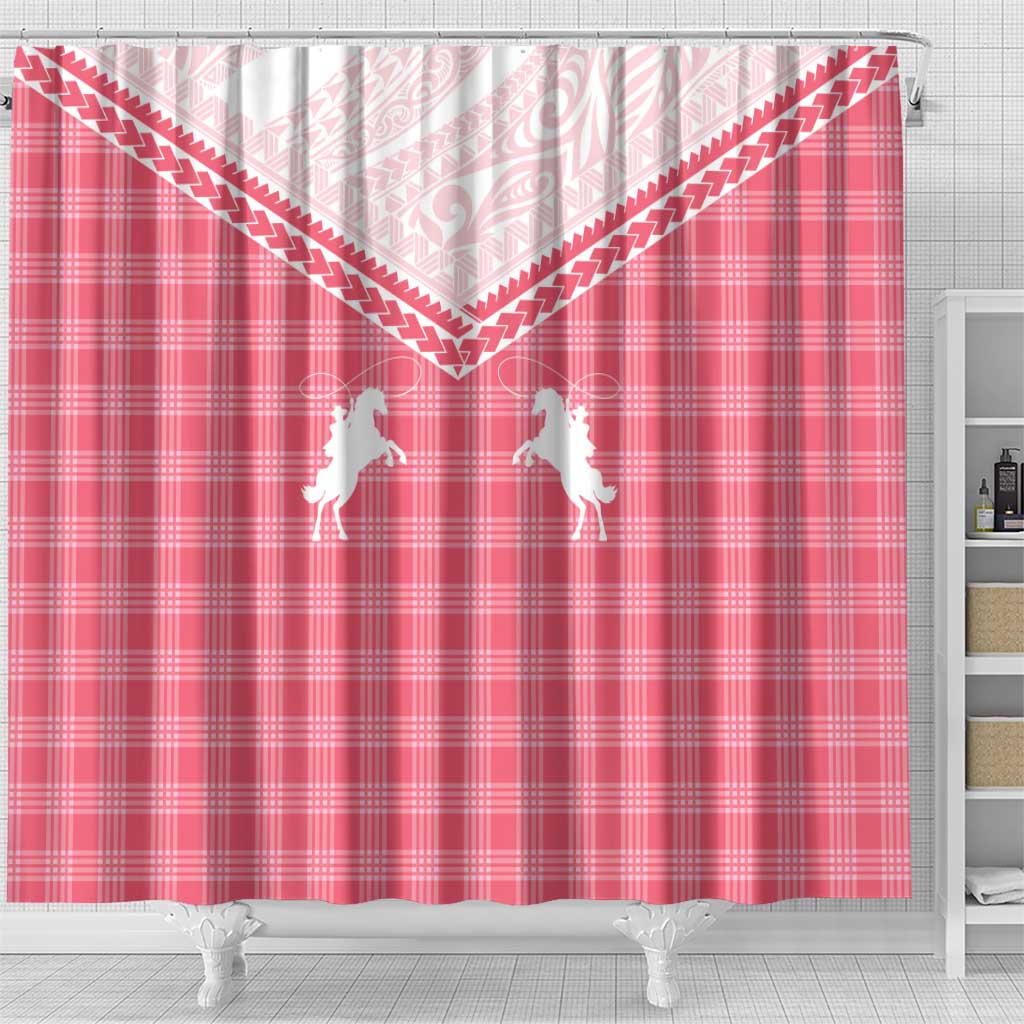 Aloha Hawaii Cowboys Paniolo Shower Curtain Rose Palaka - Polynesian Pride