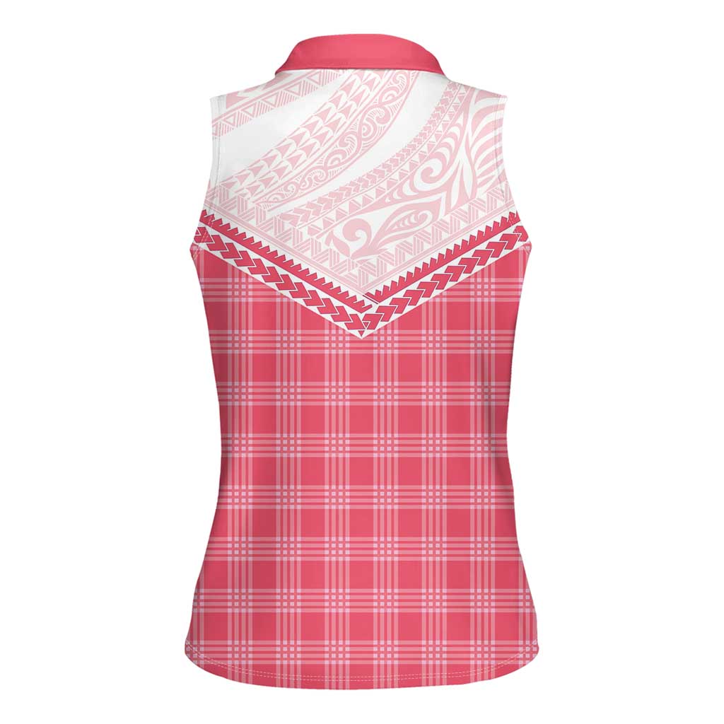 Aloha Hawaii Cowboys Paniolo Women Sleeveless Polo Shirt Rose Palaka - Polynesian Pride