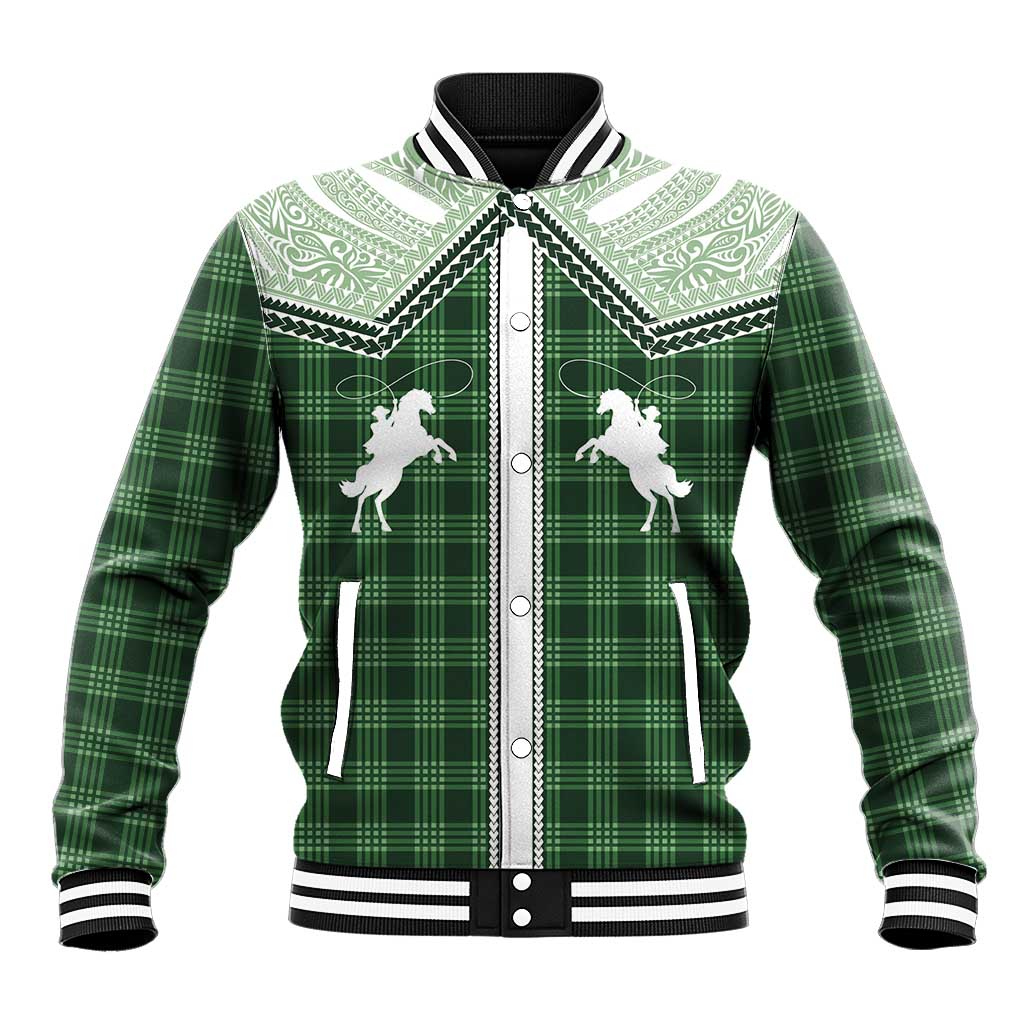 Aloha Hawaii Cowboys Paniolo Baseball Jacket Forest Green Palaka - Polynesian Pride