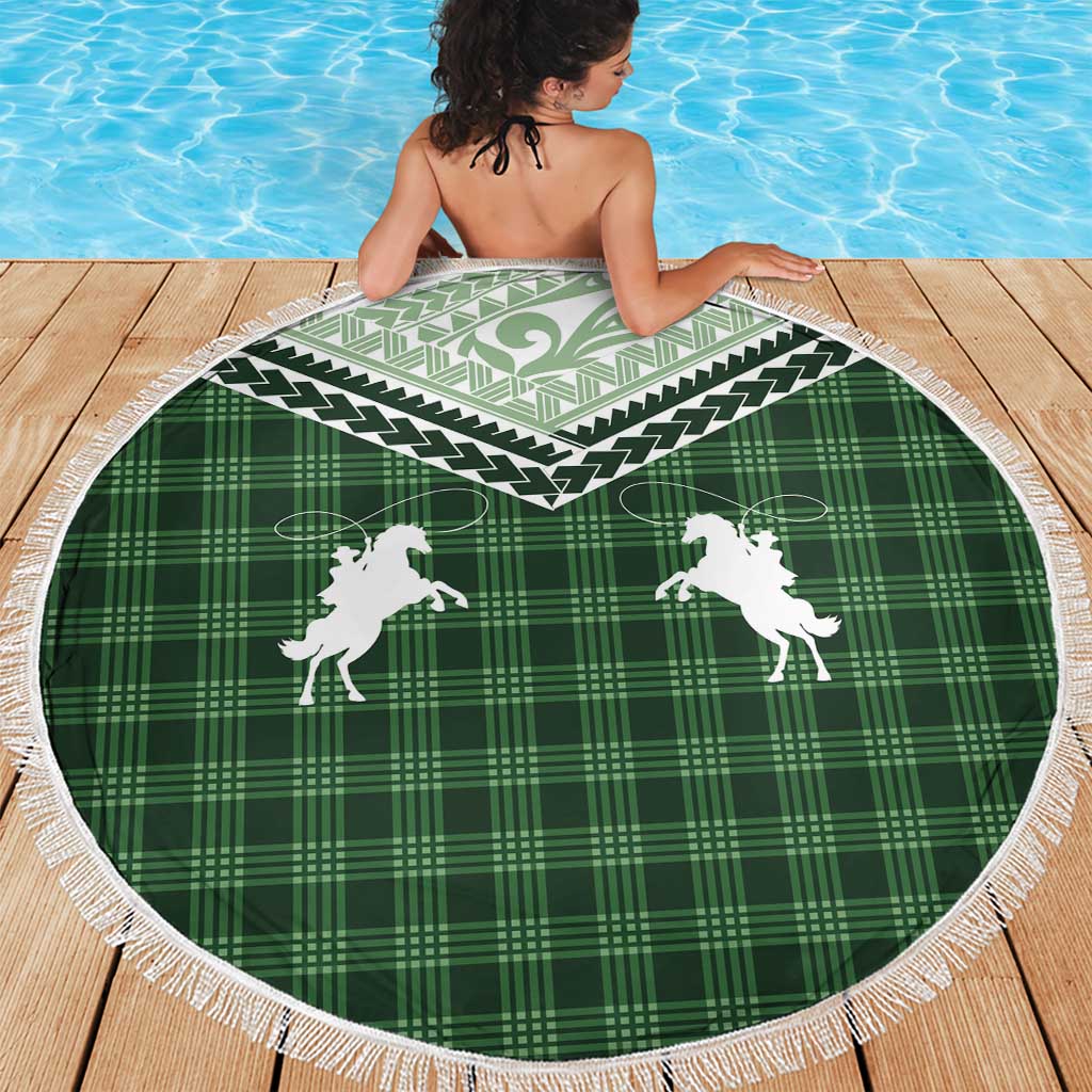 Aloha Hawaii Cowboys Paniolo Beach Blanket Forest Green Palaka - Polynesian Pride