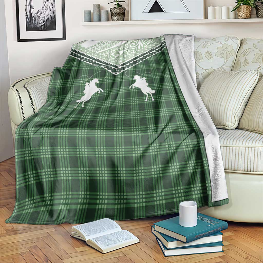 Aloha Hawaii Cowboys Paniolo Blanket Forest Green Palaka - Polynesian Pride