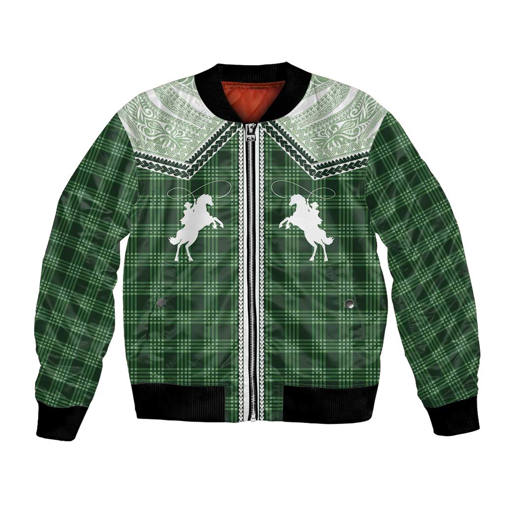 Aloha Hawaii Cowboys Paniolo Bomber Jacket Forest Green Palaka - Polynesian Pride
