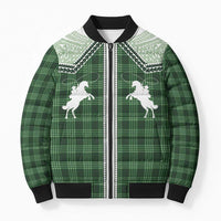 Aloha Hawaii Cowboys Paniolo Bomber Puffer Jacket Forest Green Palaka - Polynesian Pride