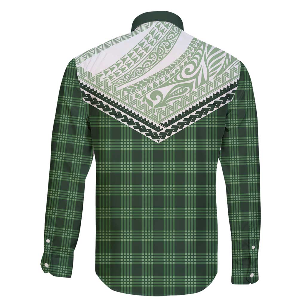 Aloha Hawaii Cowboys Paniolo Family Matching Off Shoulder Short Dress and Hawaiian Shirt Forest Green Palaka - Polynesian Pride