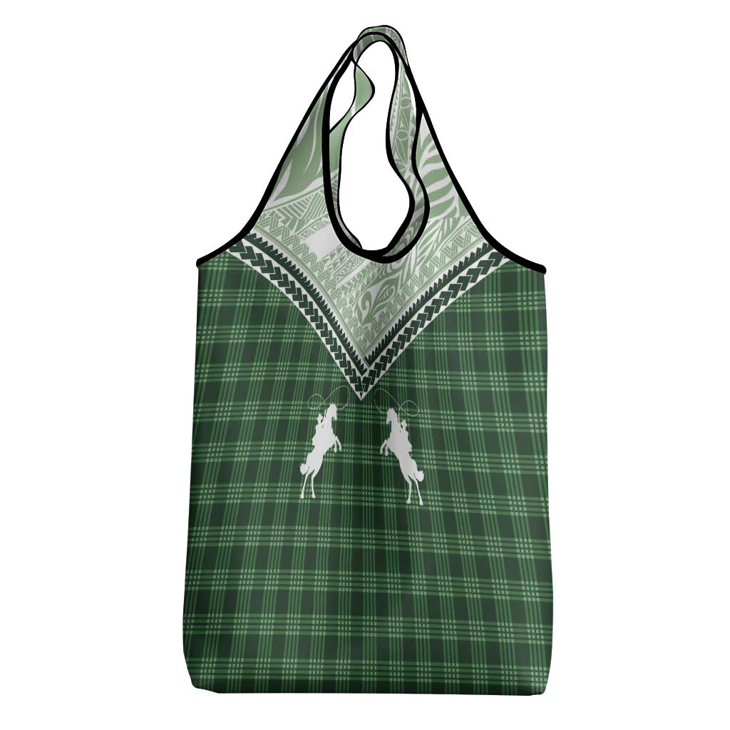 Aloha Hawaii Cowboys Paniolo Grocery Bag Forest Green Palaka - Polynesian Pride