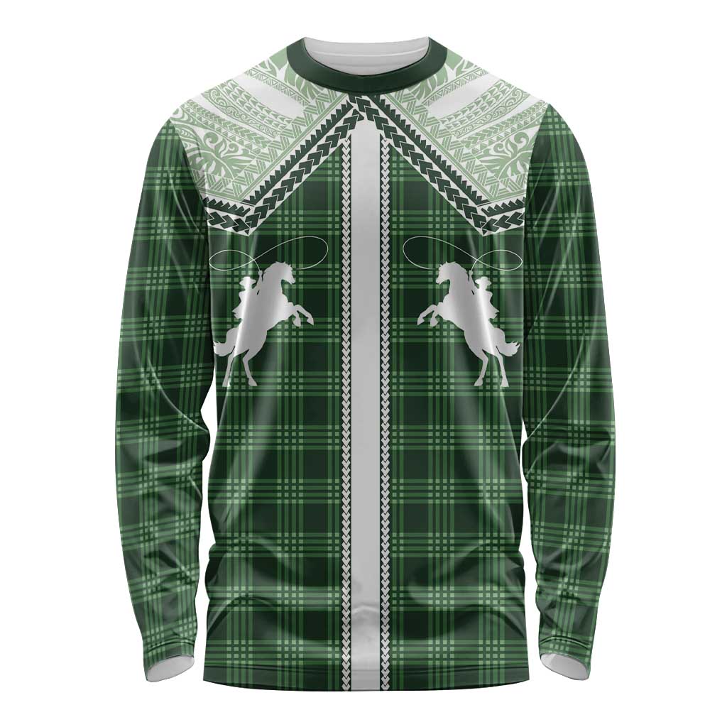 Aloha Hawaii Cowboys Paniolo Long Sleeve Shirt Forest Green Palaka - Polynesian Pride