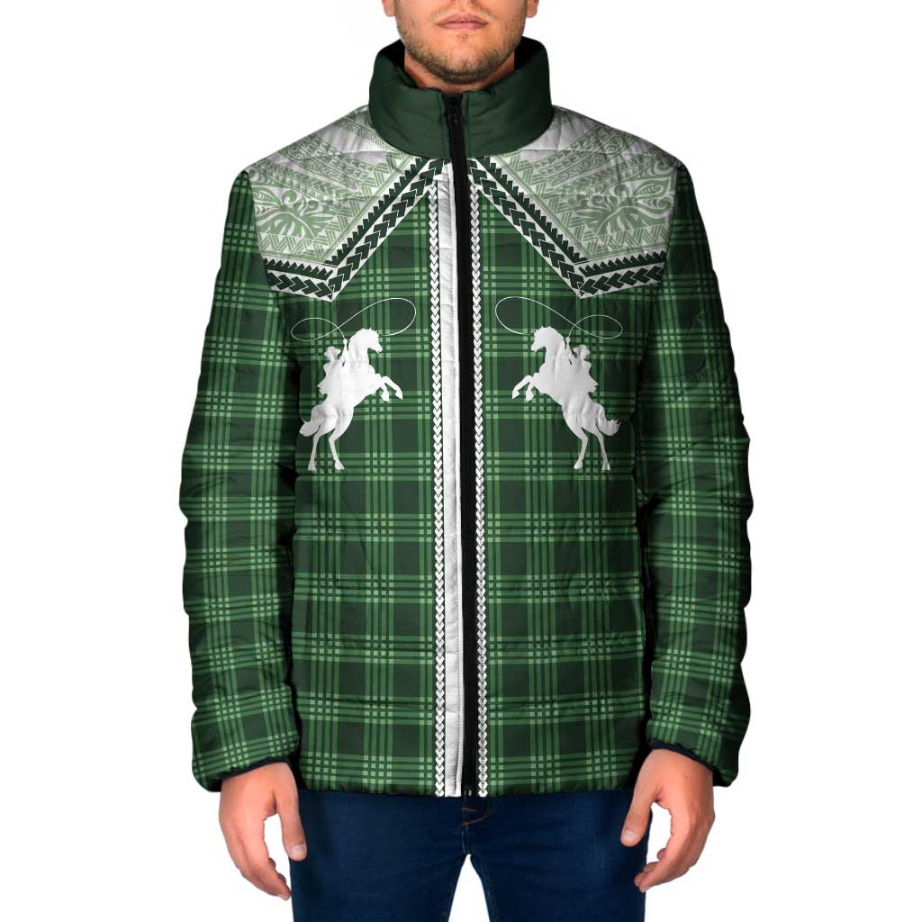 Aloha Hawaii Cowboys Paniolo Padded Jacket Forest Green Palaka - Polynesian Pride