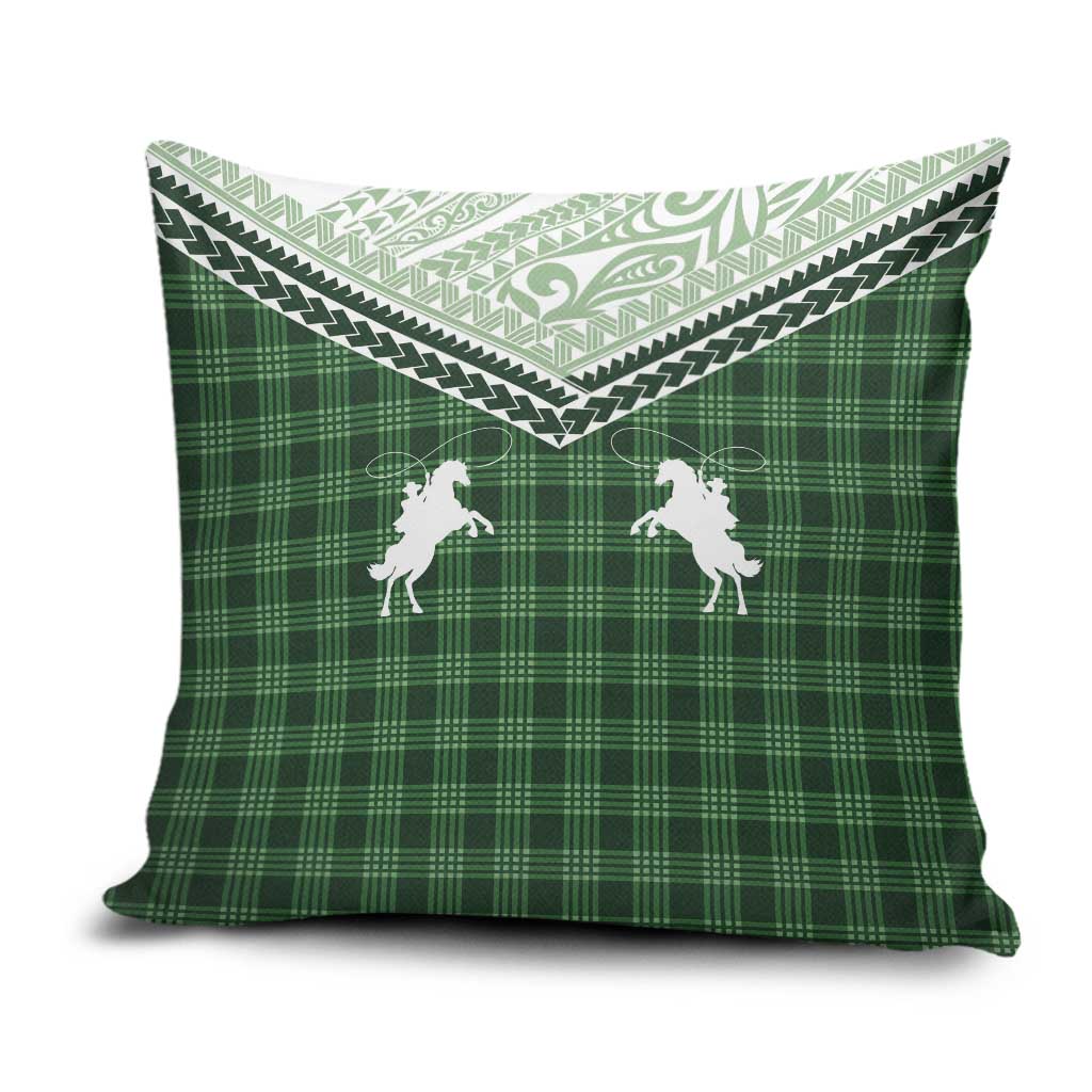 Aloha Hawaii Cowboys Paniolo Pillow Cover Forest Green Palaka - Polynesian Pride