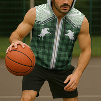 Aloha Hawaii Cowboys Paniolo Sleeveless Zip Hoodie Forest Green Palaka - Polynesian Pride