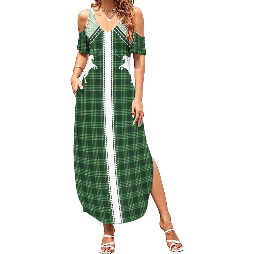 Aloha Hawaii Cowboys Paniolo Summer Maxi Dress Forest Green Palaka - Polynesian Pride