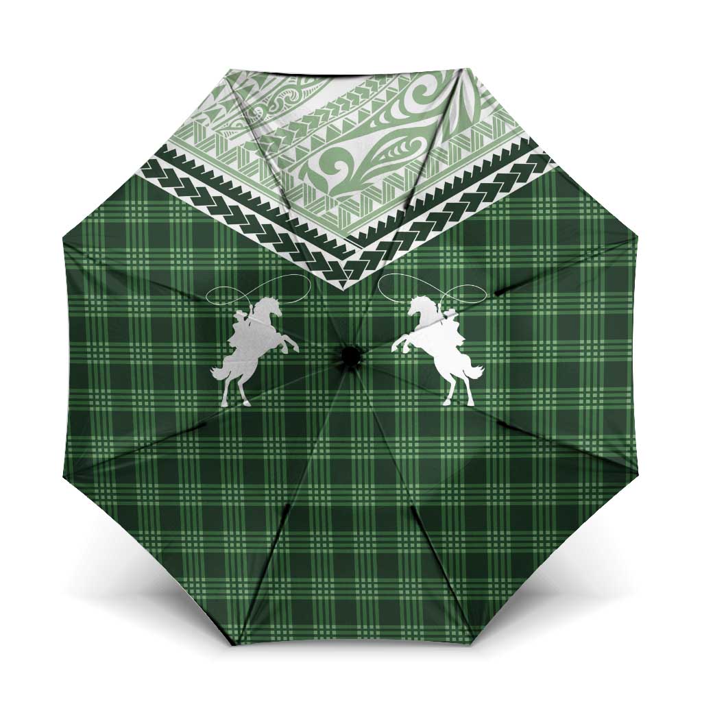 Aloha Hawaii Cowboys Paniolo Umbrella Forest Green Palaka - Polynesian Pride