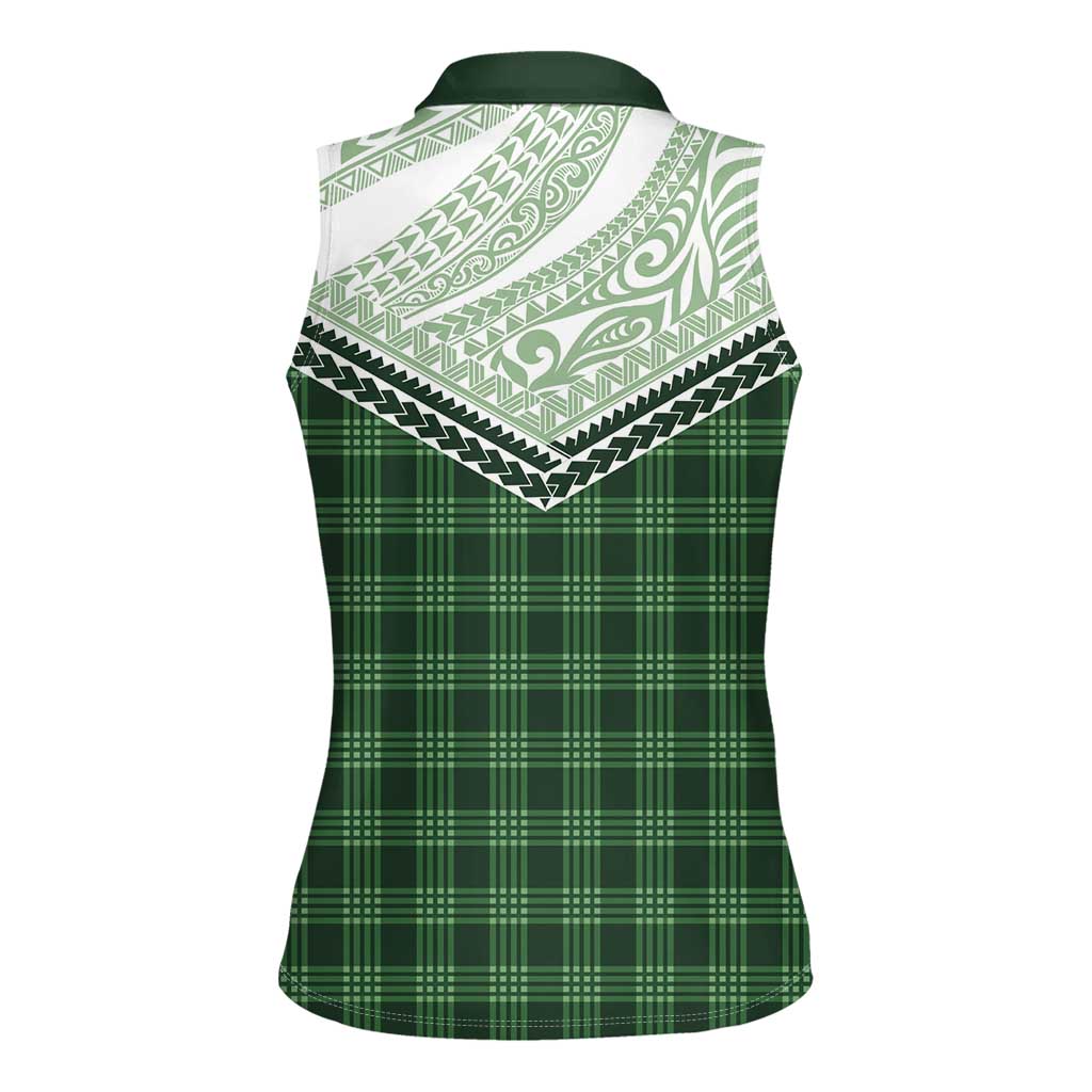 Aloha Hawaii Cowboys Paniolo Women Sleeveless Polo Shirt Forest Green Palaka - Polynesian Pride