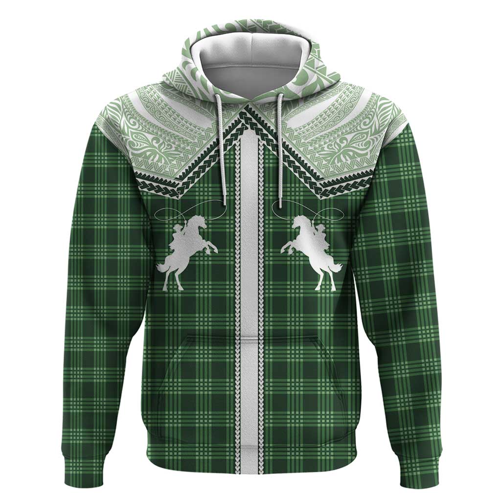 Aloha Hawaii Cowboys Paniolo Zip Hoodie Forest Green Palaka - Polynesian Pride