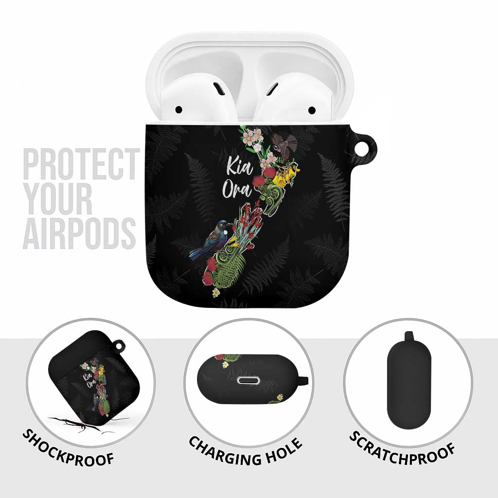 Kia Ora New Zealand Floral AirPods Case Black - Polynesian Pride